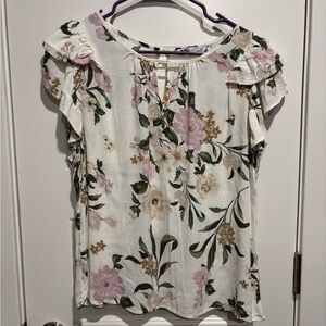 SO Women's Floral Blouse - White and Pink